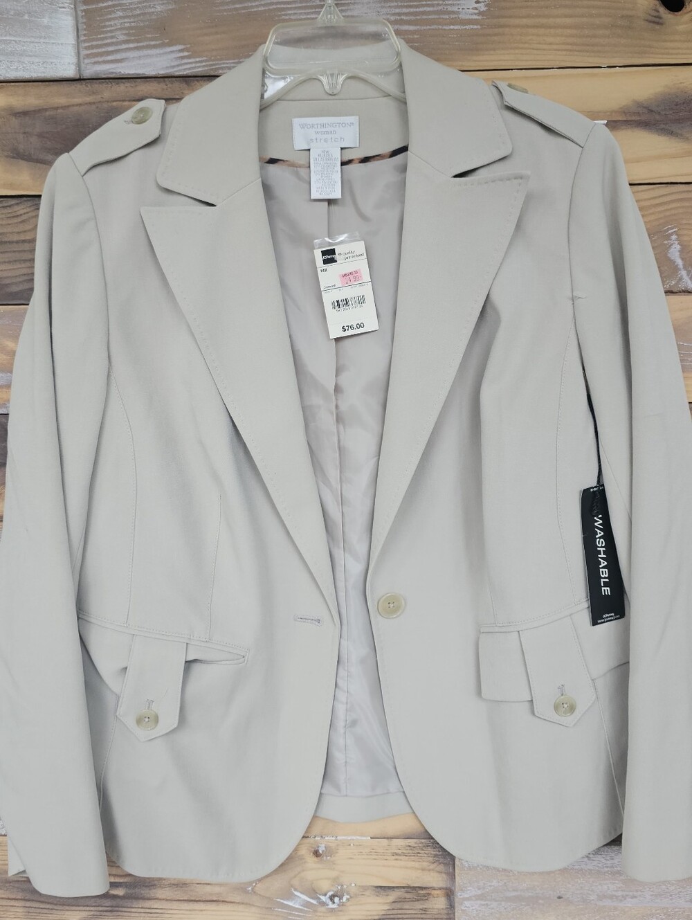 Worthington Light Cream Single-Button Women's Blazer NwT